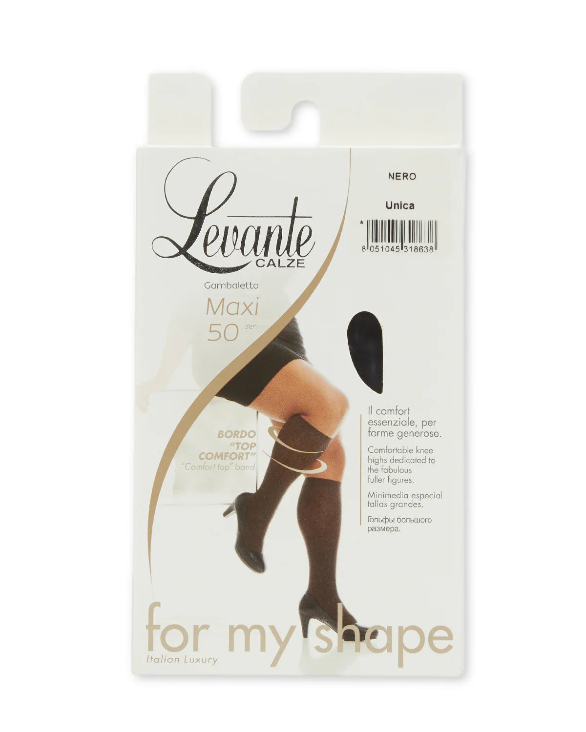 Levante Womens Levante Plus Size Opaque Knee Highs - Maxi50 kh