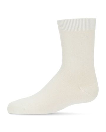 Memoi Toddlers and Kids Basic Soft Rayon from Bamboo Crew Socks White - Mk-6166