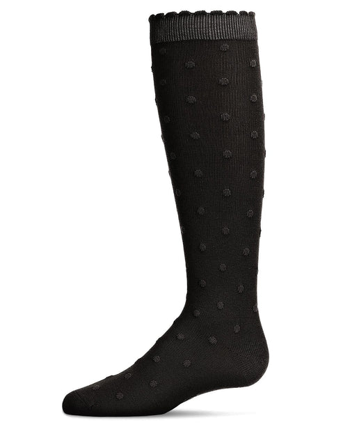 Memoi Cotton Blend Swiss Dot Knee High Socks - Mkf-2005