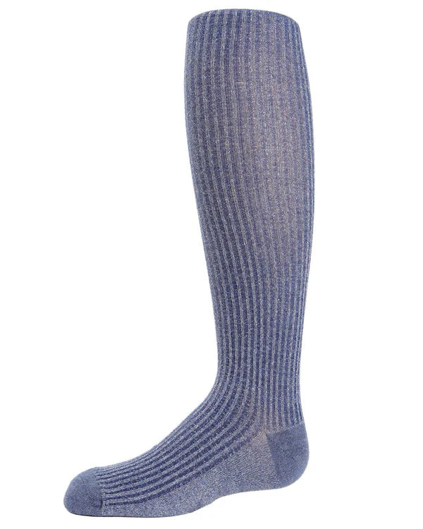 Memoi Ribbed Shimmer Cotton Blend Girls Tights - Mkf-4005