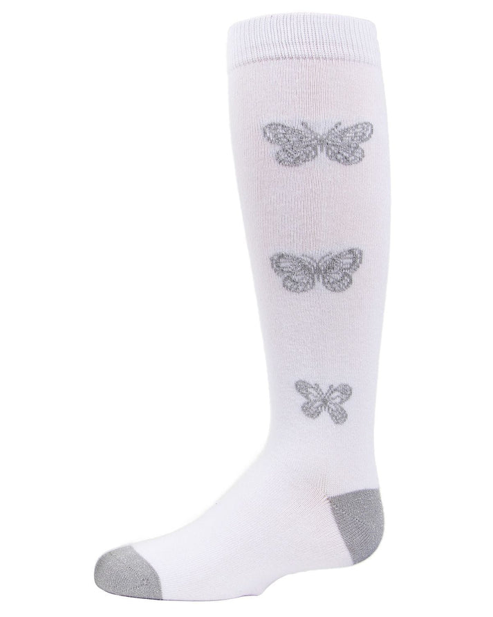 Memoi Girls Glitter Butterfly Cotton Knee High Socks - Mkf-7040