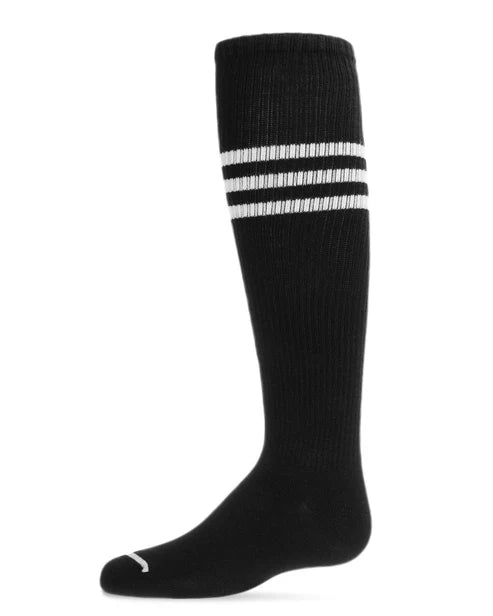 Memoi Thin Ribbed Sport Stripe Cotton Blend Knee High Socks - Mkf-7073
