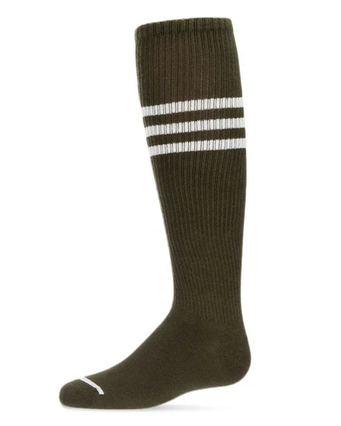 Memoi Thin Ribbed Sport Stripe Cotton Blend Knee High Socks - Mkf-7073