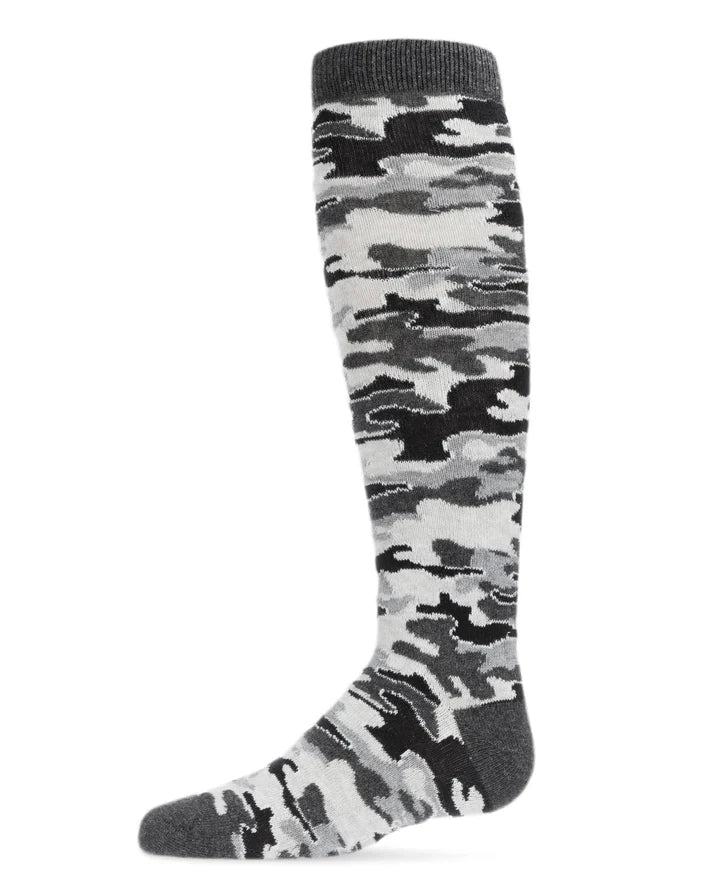Memoi Girls Lurex Camo Knee High Socks - Mkf-7076