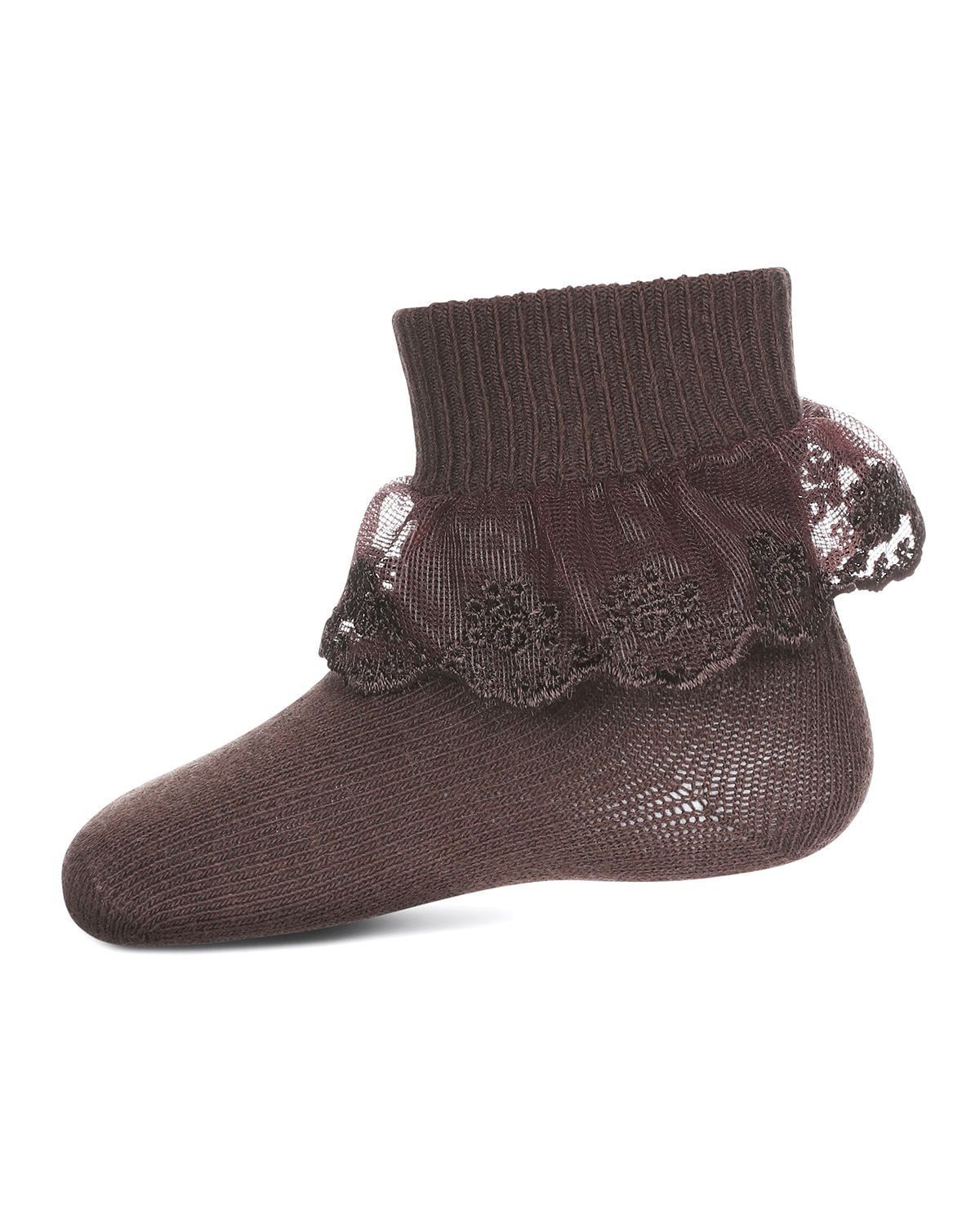 Memoi Classic Lace Girls Ruffle Anklet Socks - Mk-5061